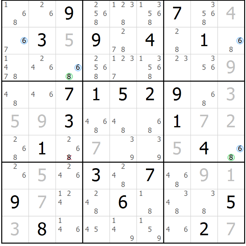 Position des candidats pour la solution de la Gr 21 page 24 du magazine de sudoku Sudoku Suprême n° 040