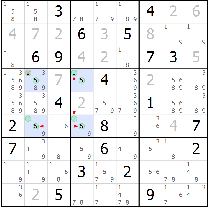 Position des candidats pour la solution de la Gr 24 page 27 du magazine de sudoku Sudoku Suprême n° 040