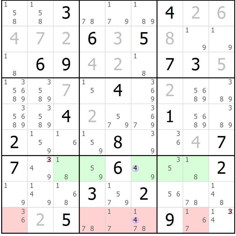 Position des candidats pour la solution de la Gr 24 page 27 du magazine de sudoku Sudoku Suprême n° 040