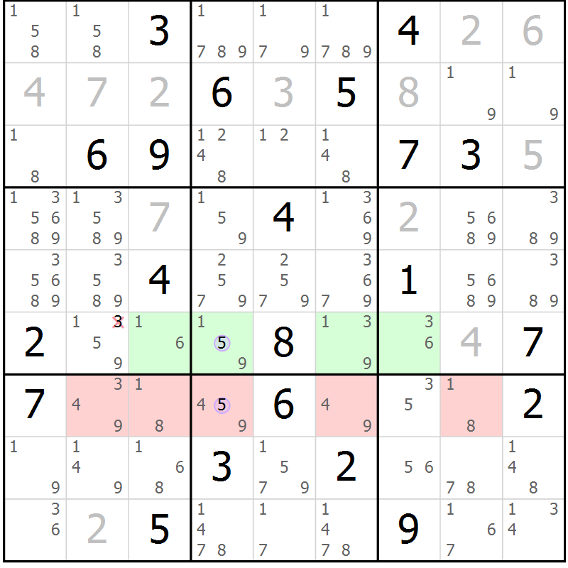 Position des candidats pour la solution de la Gr 24 page 27 du magazine de sudoku Sudoku Suprême n° 040