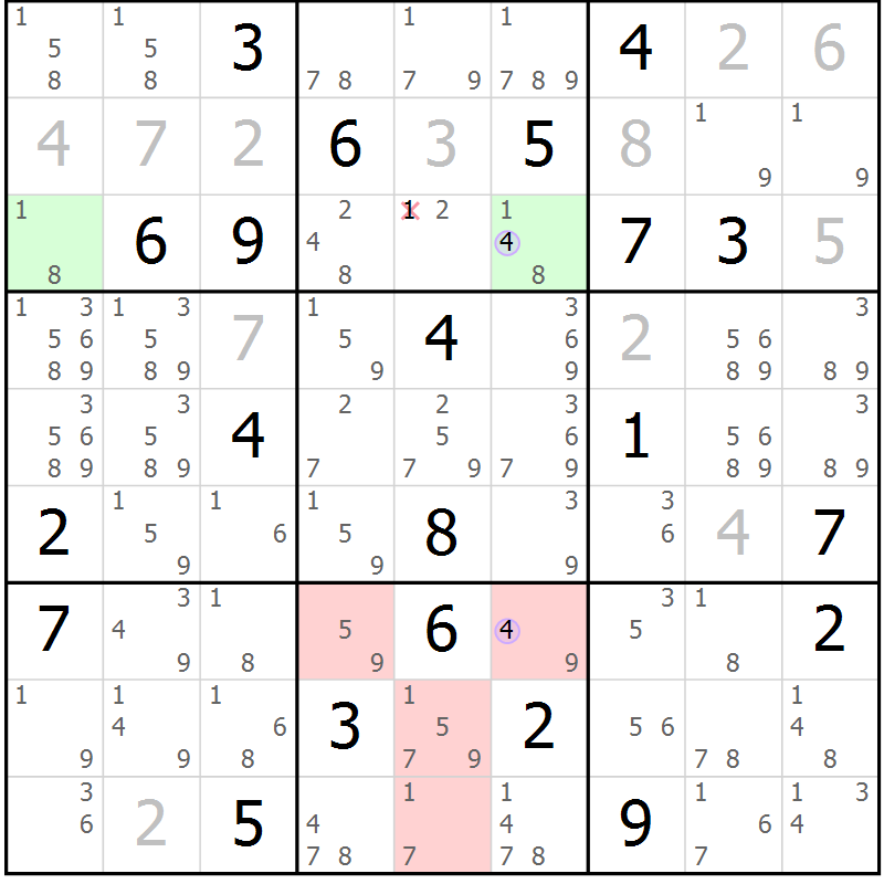 Position des candidats pour la solution de la Gr 24 page 27 du magazine de sudoku Sudoku Suprême n° 040
