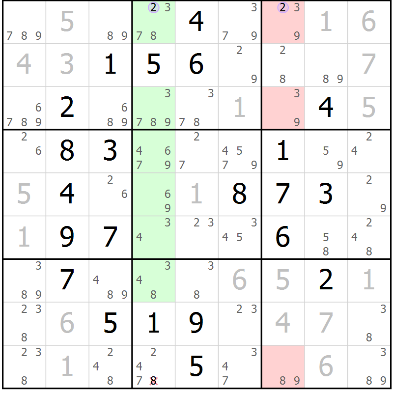 Position des candidats pour la solution de la Gr 26 page 29 du magazine de sudoku Sudoku Suprême n° 040