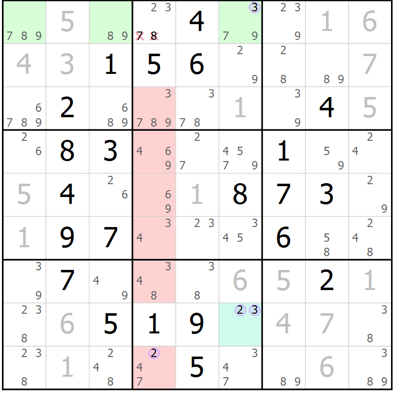 Position des candidats pour la solution de la Gr 26 page 29 du magazine de sudoku Sudoku Suprême n° 040