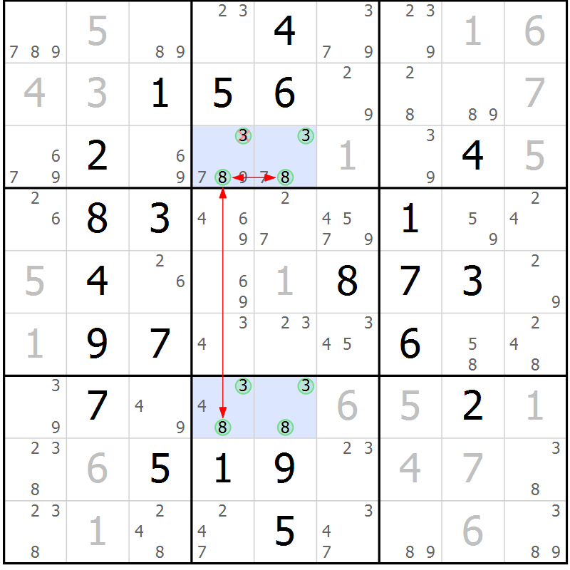 Position des candidats pour la solution de la Gr 26 page 29 du magazine de sudoku Sudoku Suprême n° 040