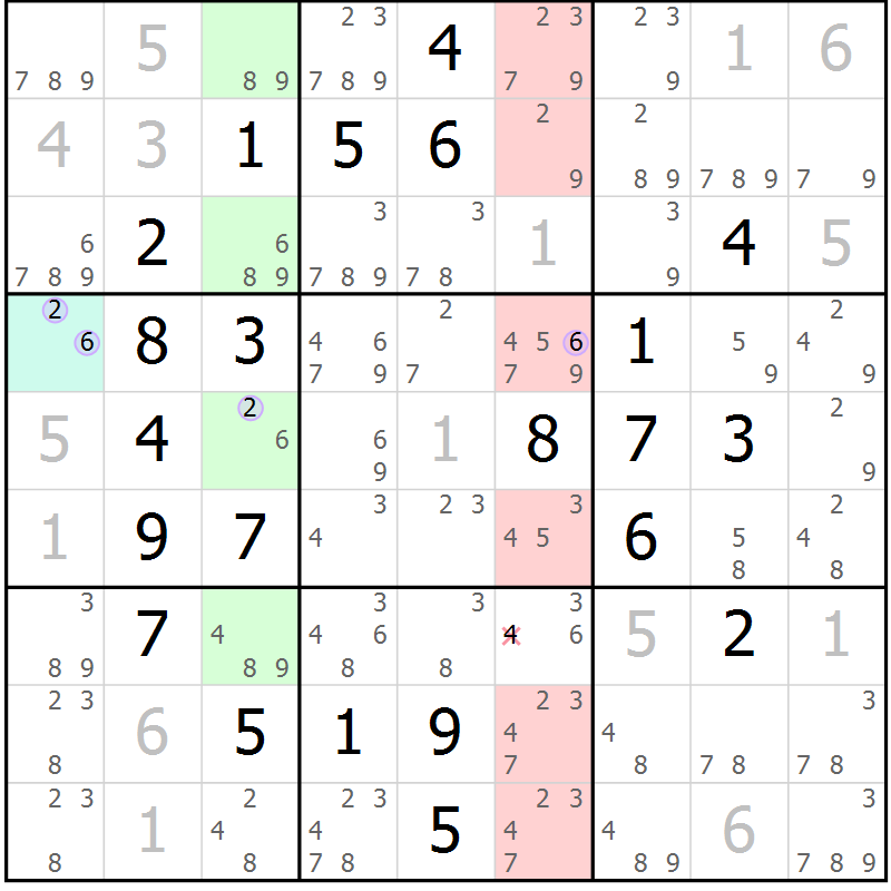 Position des candidats pour la solution de la Gr 26 page 29 du magazine de sudoku Sudoku Suprême n° 040
