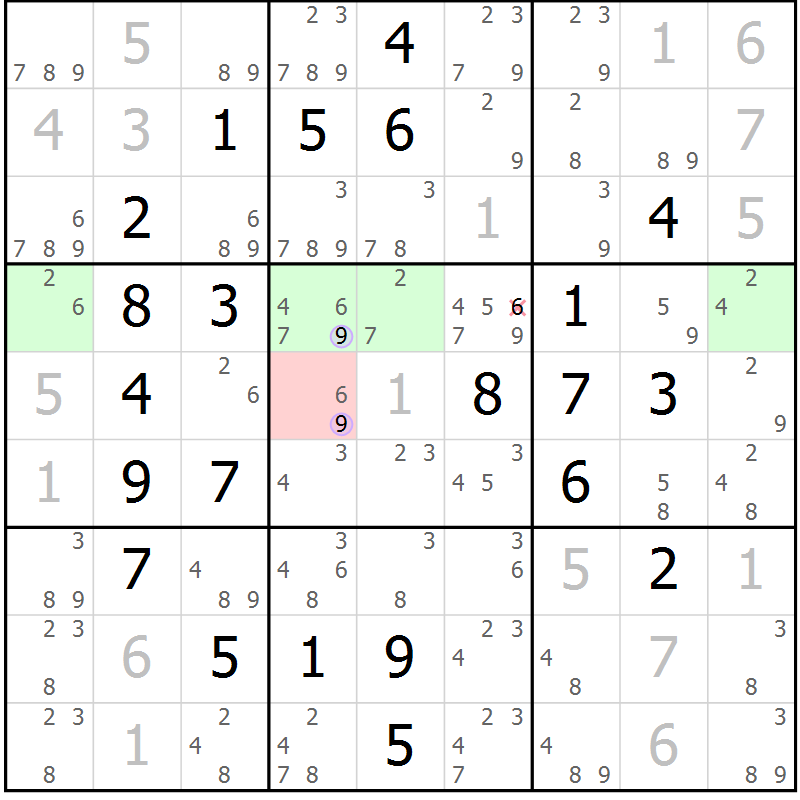 Position des candidats pour la solution de la Gr 26 page 29 du magazine de sudoku Sudoku Suprême n° 040
