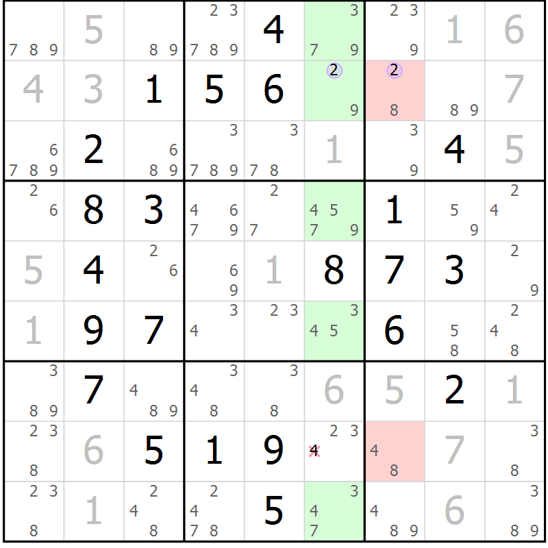 Position des candidats pour la solution de la Gr 26 page 29 du magazine de sudoku Sudoku Suprême n° 040