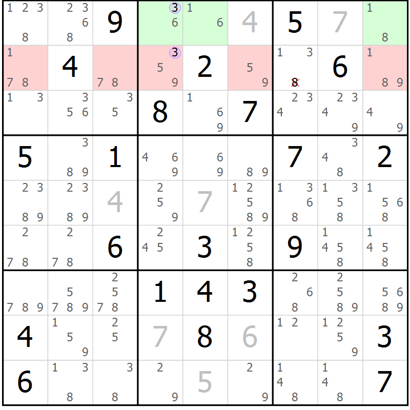Position des candidats pour la solution de la Gr 29 page 32 du magazine de sudoku Sudoku Suprême n° 040