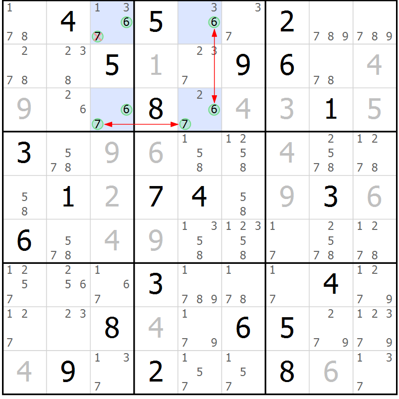 Position des candidats pour la solution de la Gr 3 page 6 du magazine de sudoku Sudoku Suprême n° 040