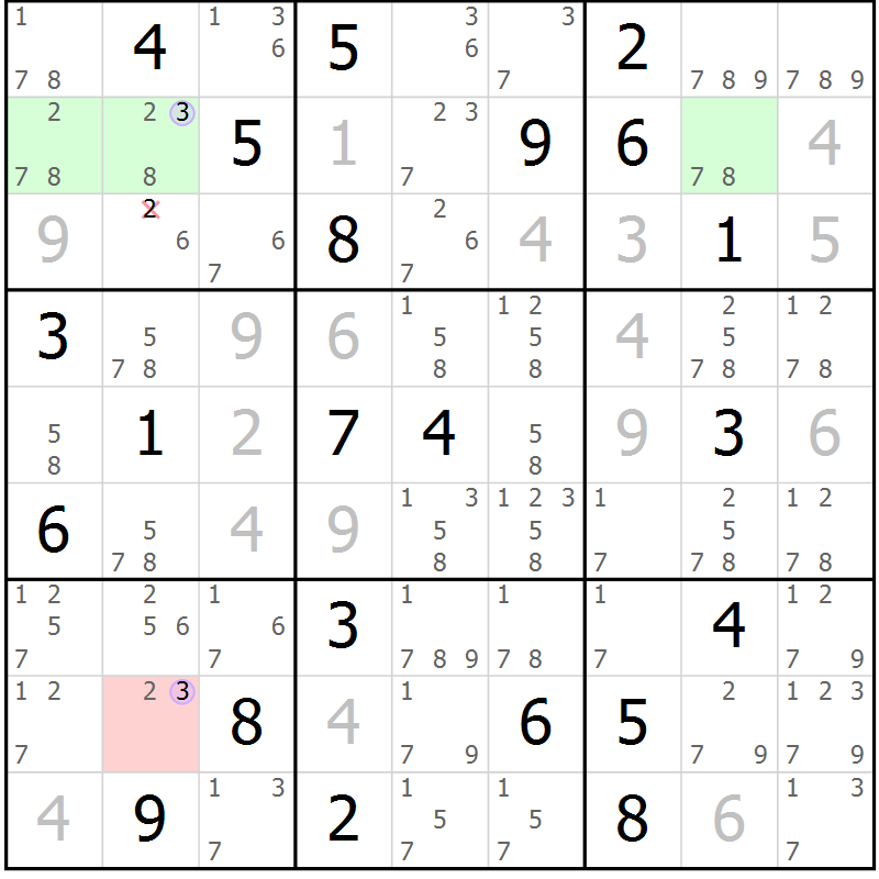 Position des candidats pour la solution de la Gr 3 page 6 du magazine de sudoku Sudoku Suprême n° 040