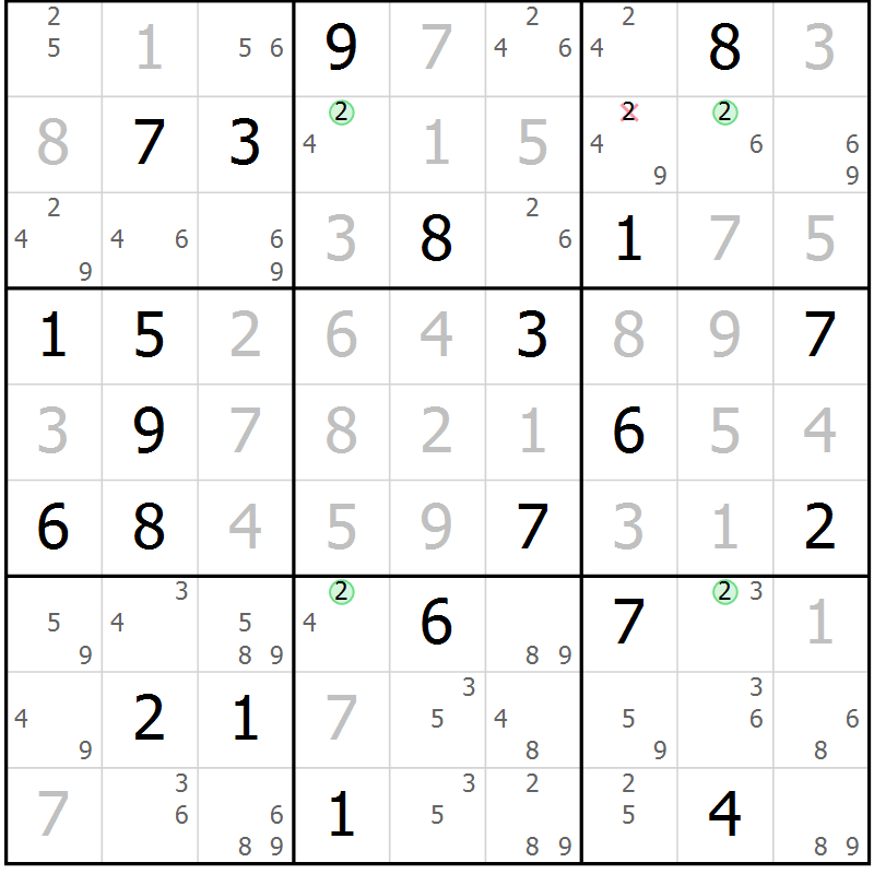 Position des candidats pour la solution de la Gr 30 page 33 du magazine de sudoku Sudoku Suprême n° 040