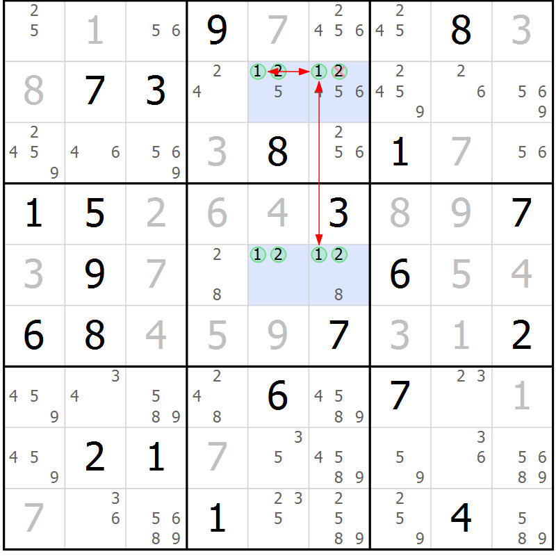 Position des candidats pour la solution de la Gr 30 page 33 du magazine de sudoku Sudoku Suprême n° 040