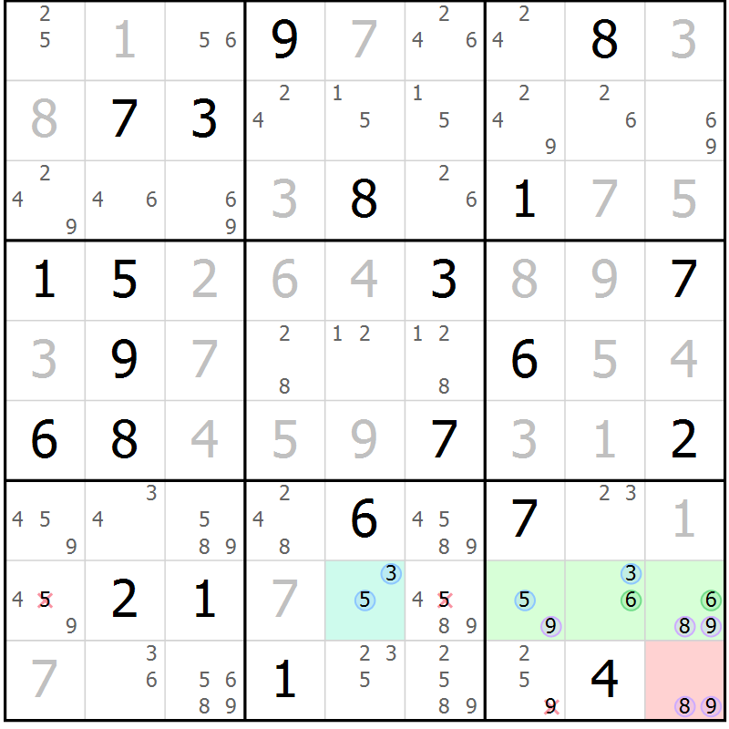 Position des candidats pour la solution de la Gr 30 page 33 du magazine de sudoku Sudoku Suprême n° 040