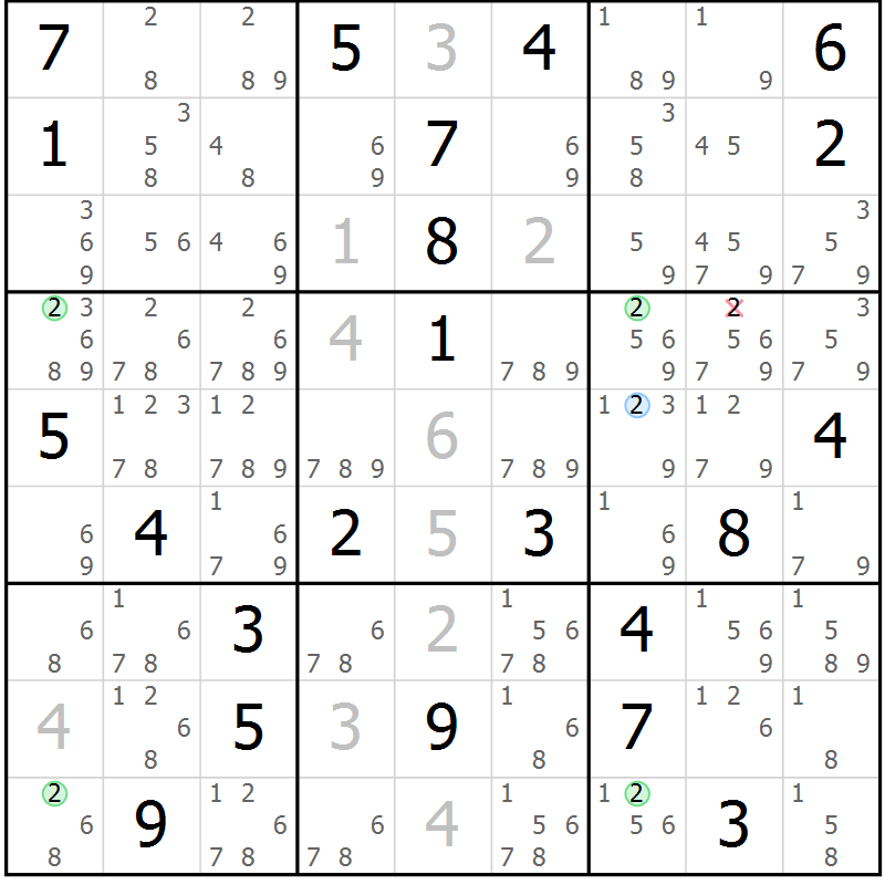 Position des candidats pour la solution de la Gr 31 page 34 du magazine de sudoku Sudoku Suprême n° 040