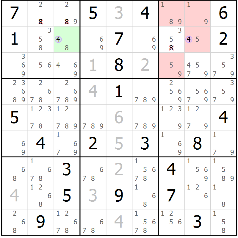 Position des candidats pour la solution de la Gr 31 page 34 du magazine de sudoku Sudoku Suprême n° 040