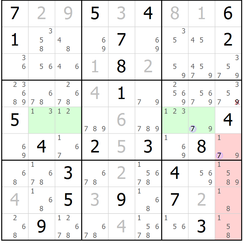 Position des candidats pour la solution de la Gr 31 page 34 du magazine de sudoku Sudoku Suprême n° 040