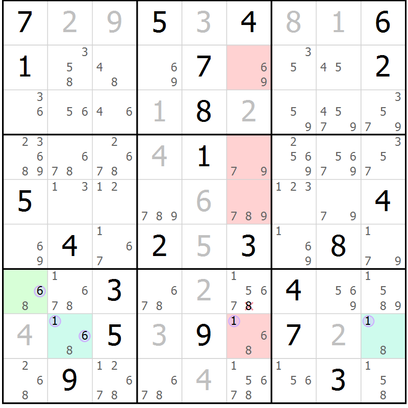 Position des candidats pour la solution de la Gr 31 page 34 du magazine de sudoku Sudoku Suprême n° 040