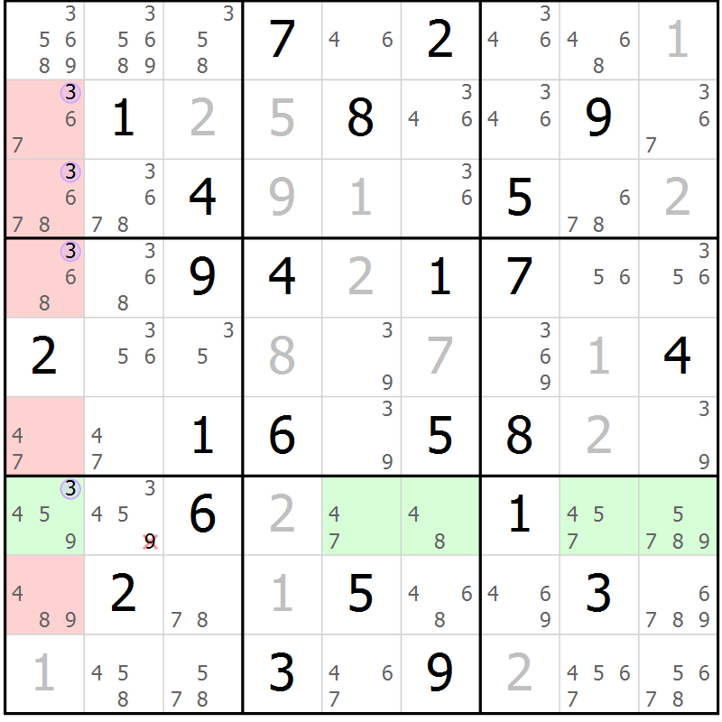 Position des candidats pour la solution de la Gr 32 page 35 du magazine de sudoku Sudoku Suprême n° 040