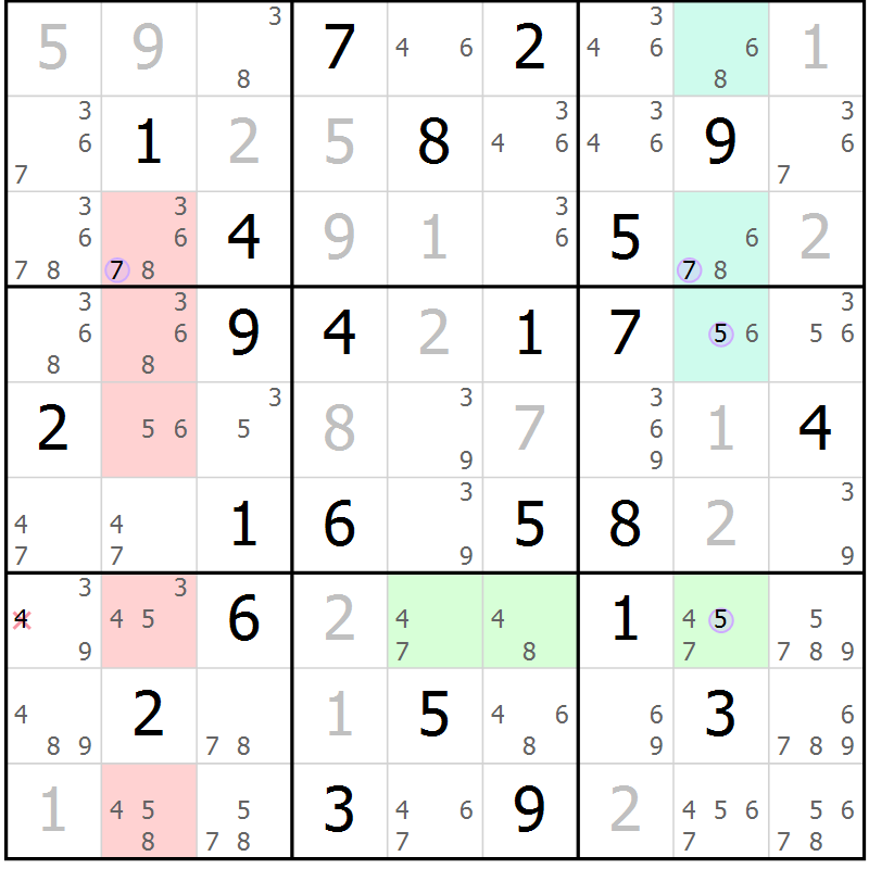 Position des candidats pour la solution de la Gr 32 page 35 du magazine de sudoku Sudoku Suprême n° 040