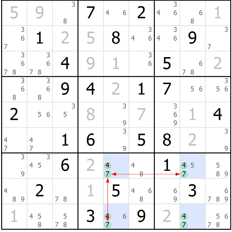 Position des candidats pour la solution de la Gr 32 page 35 du magazine de sudoku Sudoku Suprême n° 040