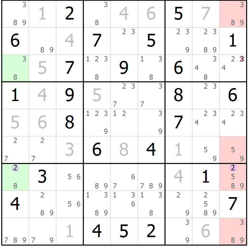 Position des candidats pour la solution de la Gr 35 page 38 du magazine de sudoku Sudoku Suprême n° 040