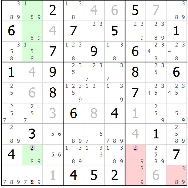Position des candidats pour la solution de la Gr 35 page 38 du magazine de sudoku Sudoku Suprême n° 040