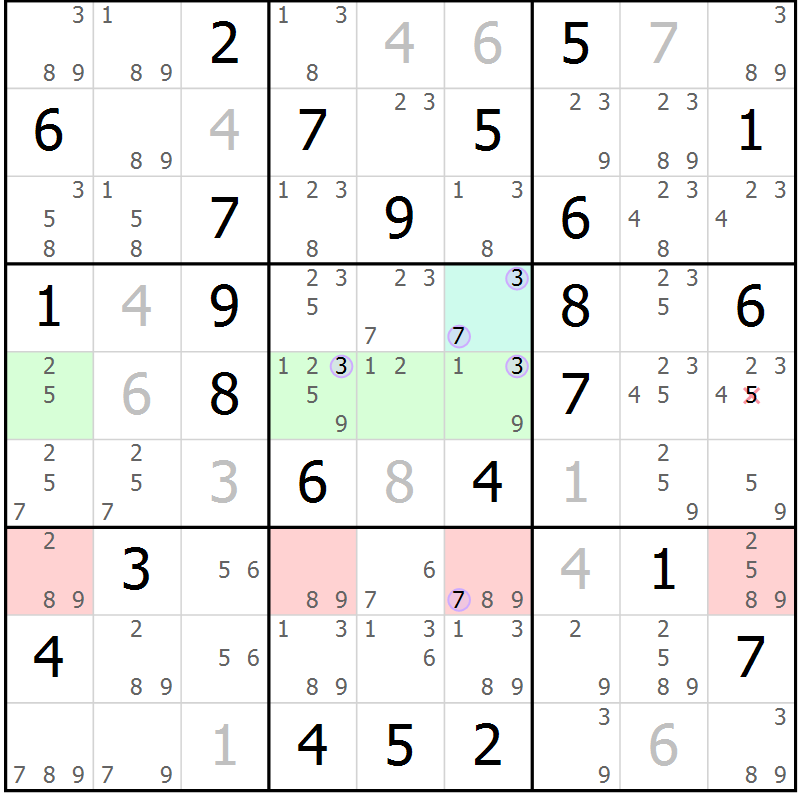 Position des candidats pour la solution de la Gr 35 page 38 du magazine de sudoku Sudoku Suprême n° 040