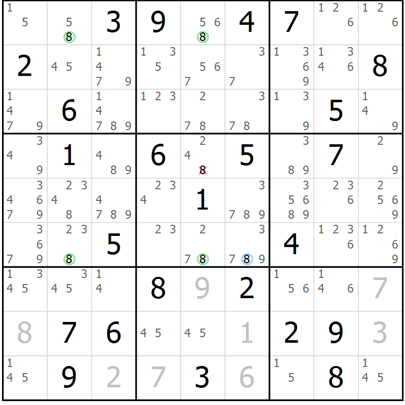 Position des candidats pour la solution de la Gr 37 page 40 du magazine de sudoku Sudoku Suprême n° 040