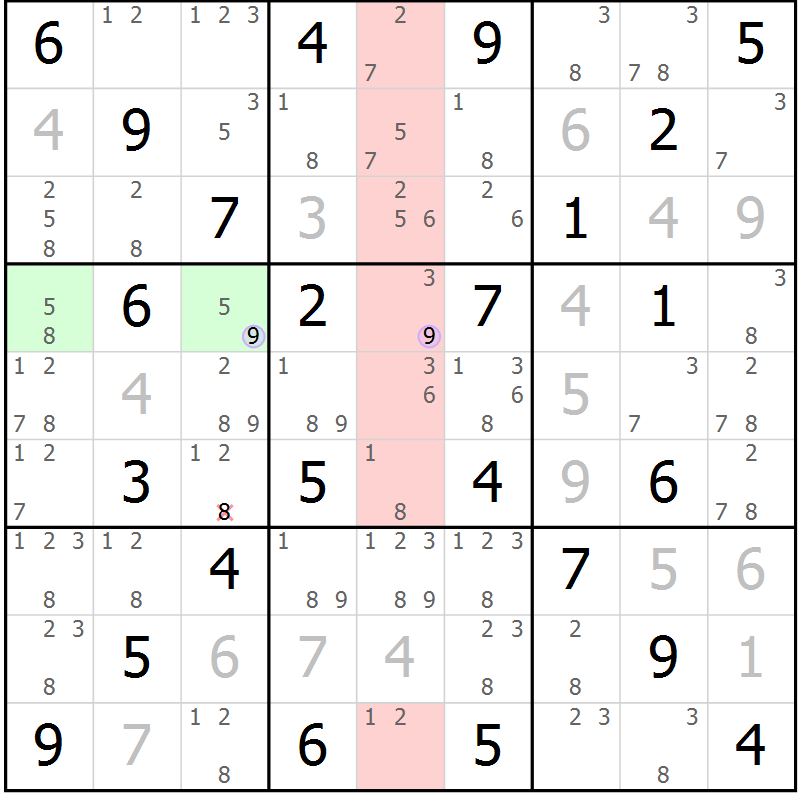 Position des candidats pour la solution de la Gr 39 page 42 du magazine de sudoku Sudoku Suprême n° 040