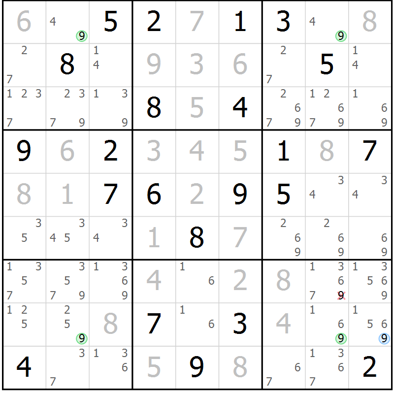 Position des candidats pour la solution de la Gr 4 page 7 du magazine de sudoku Sudoku Suprême n° 040