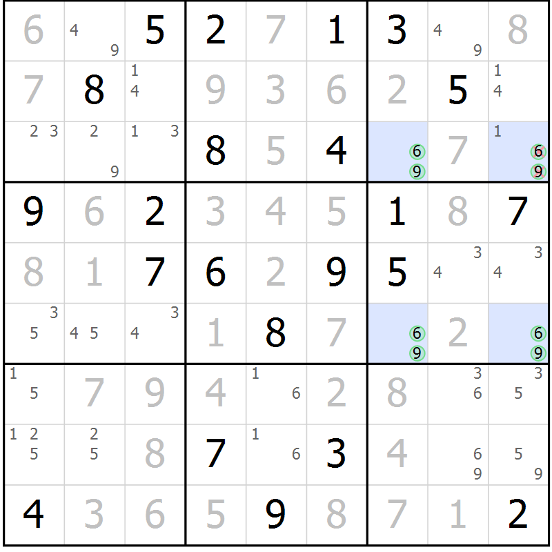 Position des candidats pour la solution de la Gr 4 page 7 du magazine de sudoku Sudoku Suprême n° 040