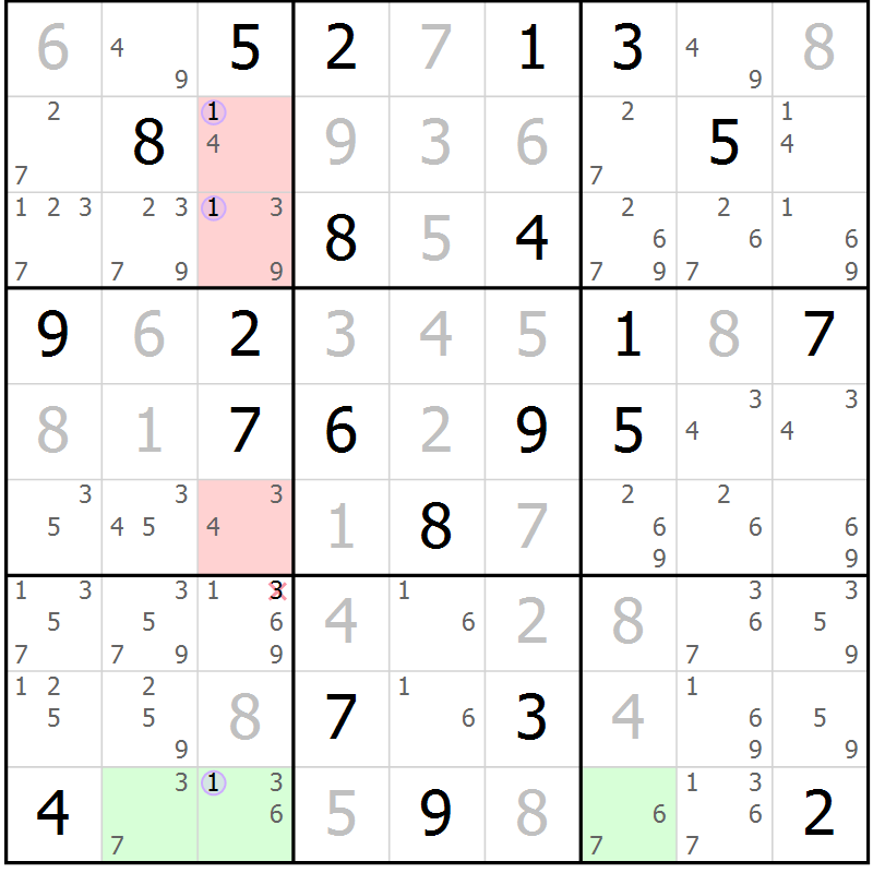 Position des candidats pour la solution de la Gr 4 page 7 du magazine de sudoku Sudoku Suprême n° 040