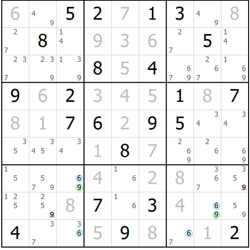 Position des candidats pour la solution de la Gr 4 page 7 du magazine de sudoku Sudoku Suprême n° 040