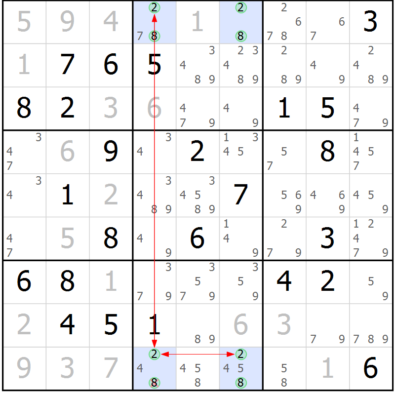 Position des candidats pour la solution de la Gr 40 page 43 du magazine de sudoku Sudoku Suprême n° 040