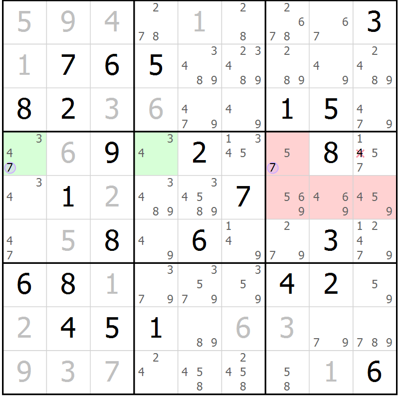 Position des candidats pour la solution de la Gr 40 page 43 du magazine de sudoku Sudoku Suprême n° 040