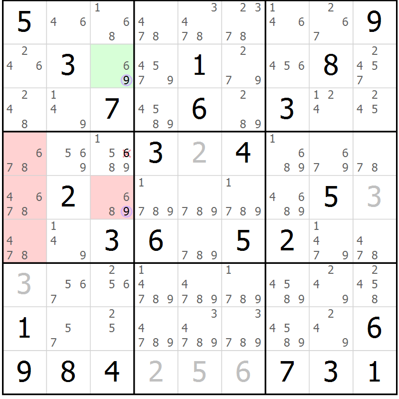 Position des candidats pour la solution de la Gr 44 page 47 du magazine de sudoku Sudoku Suprême n° 040