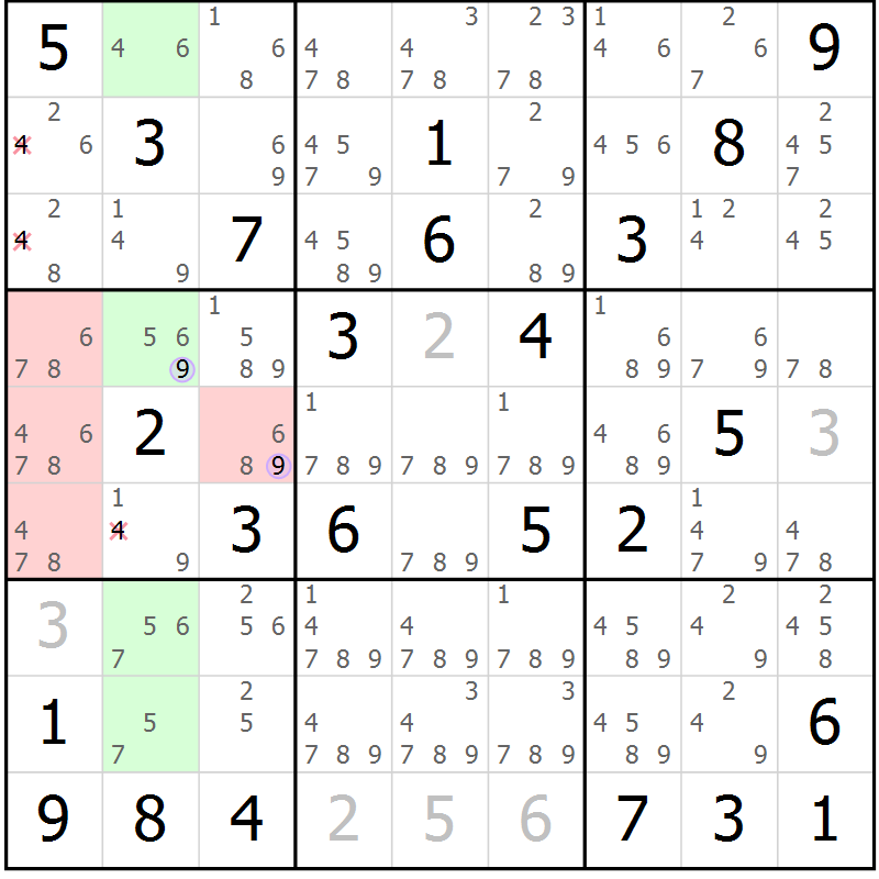 Position des candidats pour la solution de la Gr 44 page 47 du magazine de sudoku Sudoku Suprême n° 040