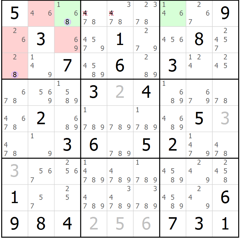 Position des candidats pour la solution de la Gr 44 page 47 du magazine de sudoku Sudoku Suprême n° 040