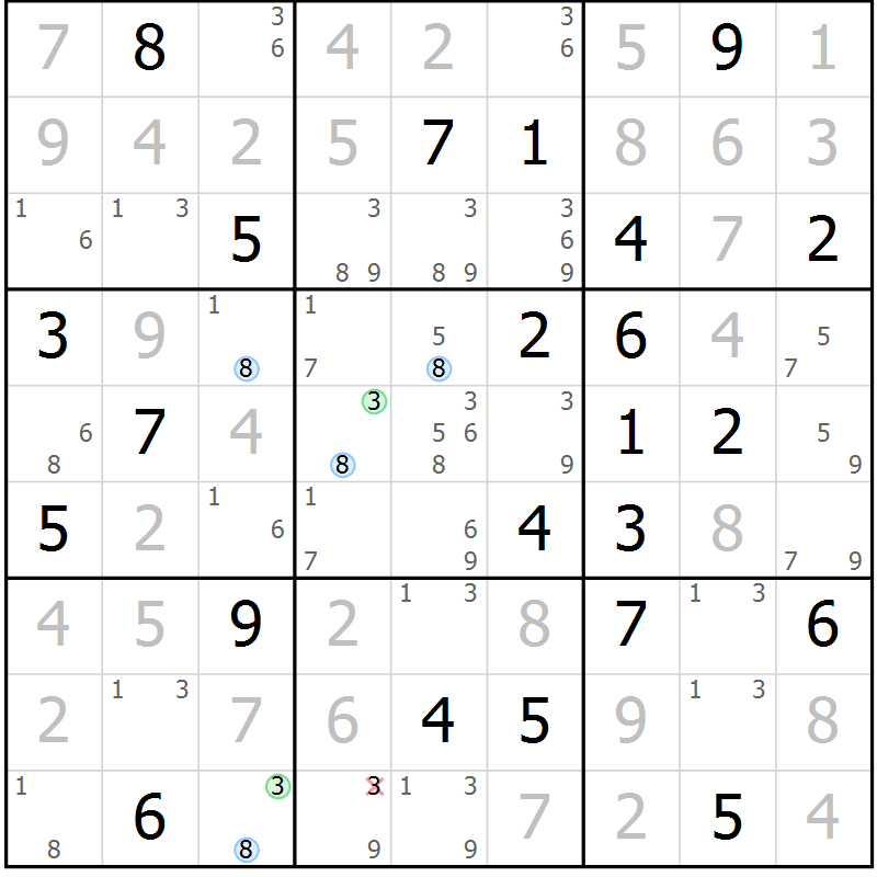 Position des candidats pour la solution de la Gr 46 page 49 du magazine de sudoku Sudoku Suprême n° 040