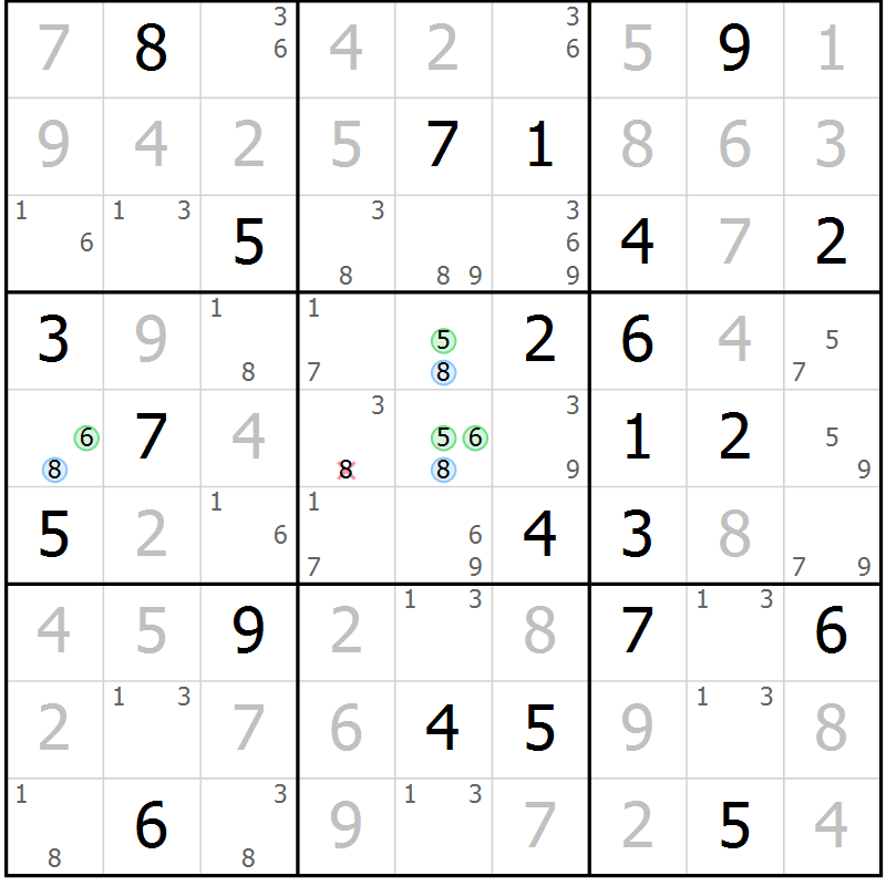 Position des candidats pour la solution de la Gr 46 page 49 du magazine de sudoku Sudoku Suprême n° 040