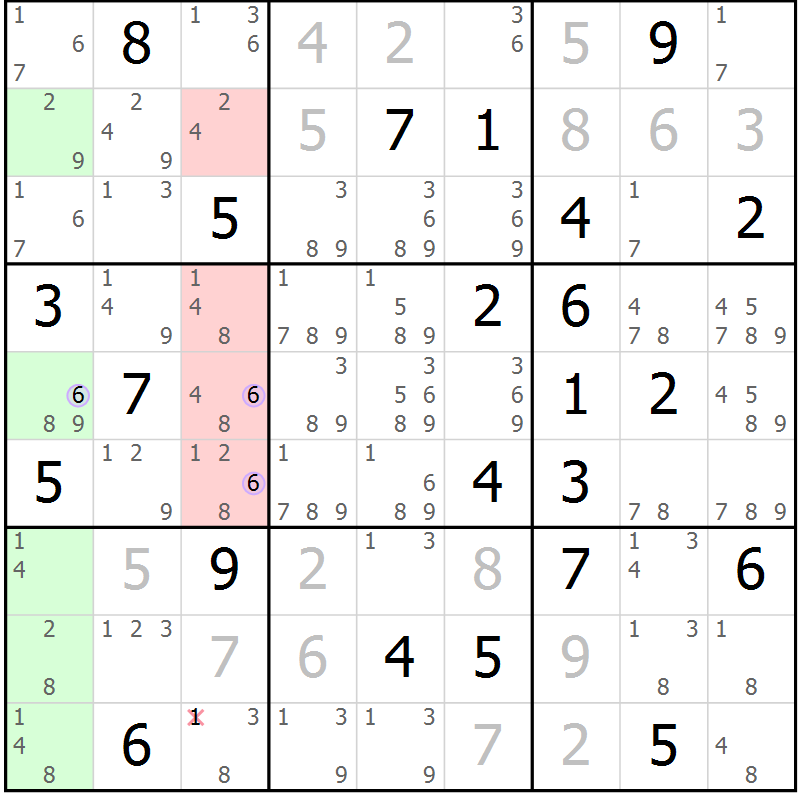 Position des candidats pour la solution de la Gr 46 page 49 du magazine de sudoku Sudoku Suprême n° 040