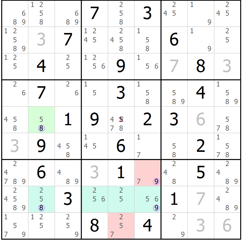 Position des candidats pour la solution de la Gr 47 page 50 du magazine de sudoku Sudoku Suprême n° 040