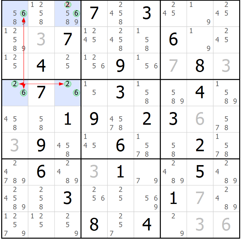 Position des candidats pour la solution de la Gr 47 page 50 du magazine de sudoku Sudoku Suprême n° 040