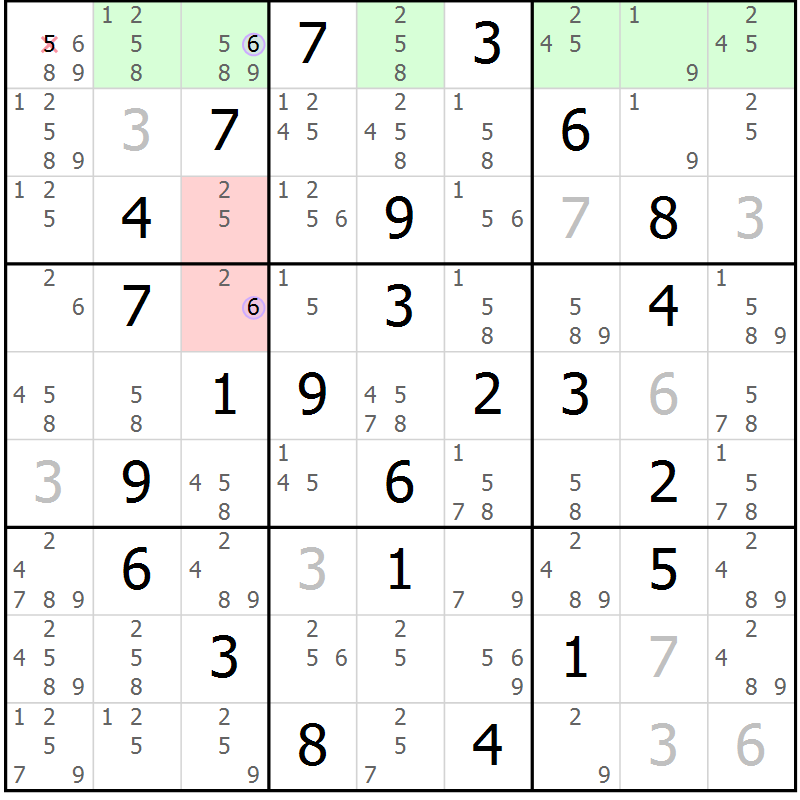 Position des candidats pour la solution de la Gr 47 page 50 du magazine de sudoku Sudoku Suprême n° 040