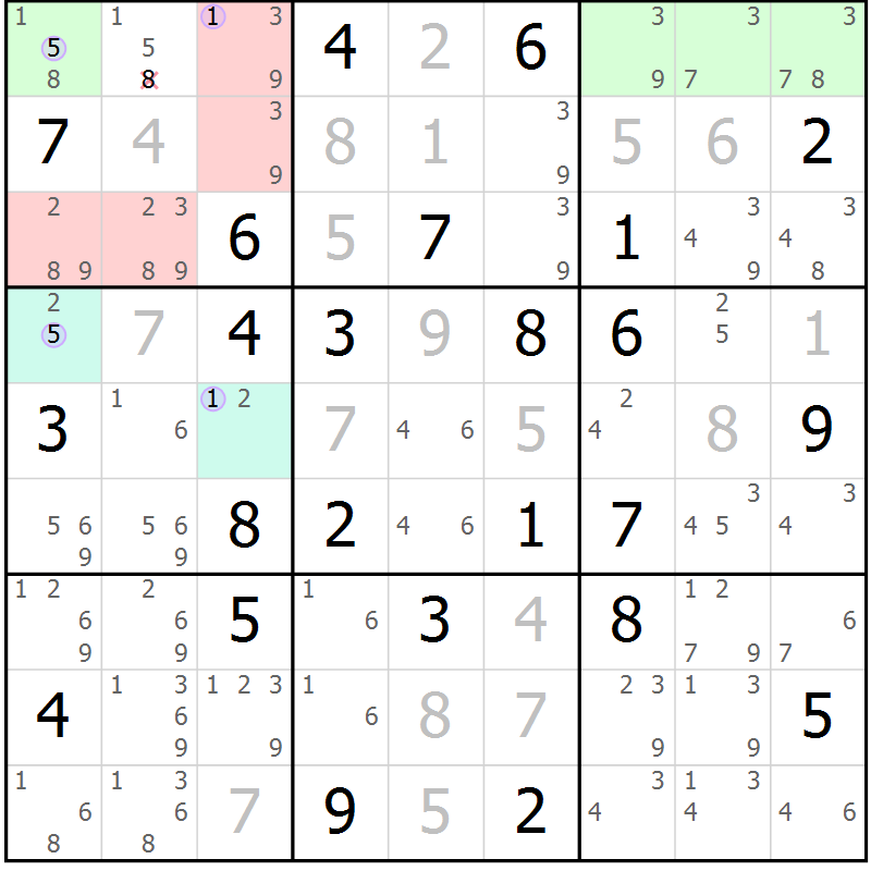 Position des candidats pour la solution de la Gr 48 page 51 du magazine de sudoku Sudoku Suprême n° 040