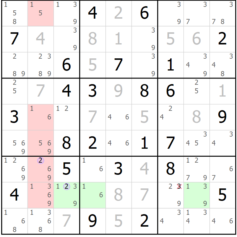 Position des candidats pour la solution de la Gr 48 page 51 du magazine de sudoku Sudoku Suprême n° 040