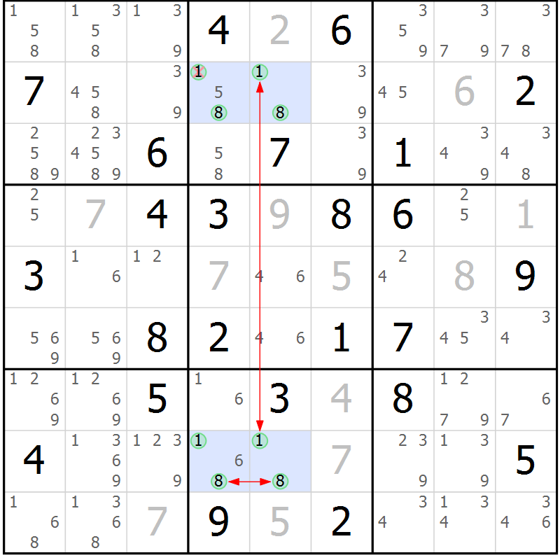 Position des candidats pour la solution de la Gr 48 page 51 du magazine de sudoku Sudoku Suprême n° 040