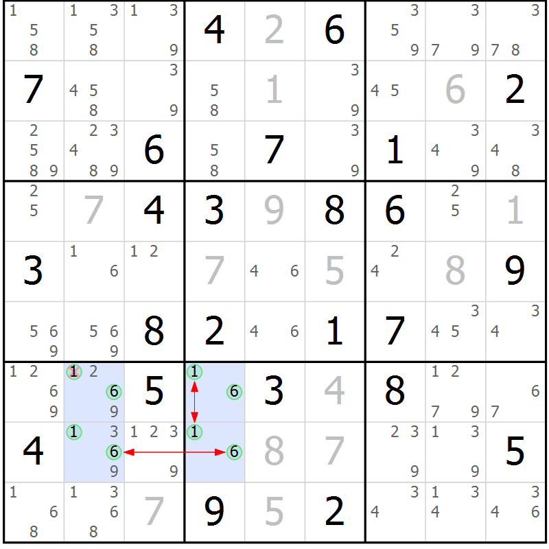 Position des candidats pour la solution de la Gr 48 page 51 du magazine de sudoku Sudoku Suprême n° 040