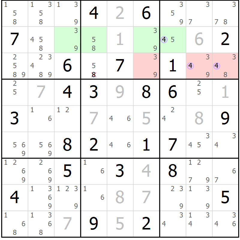 Position des candidats pour la solution de la Gr 48 page 51 du magazine de sudoku Sudoku Suprême n° 040