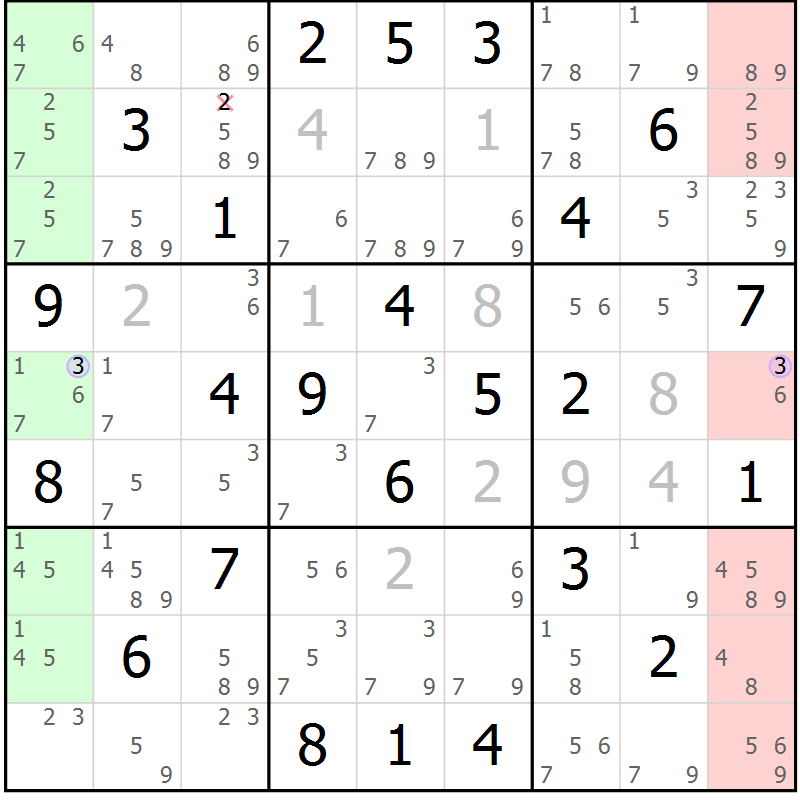 Position des candidats pour la solution de la Gr 49 page 52 du magazine de sudoku Sudoku Suprême n° 040